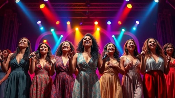 San Diego local news: vibrant stage performance with diverse singers and colorful lights.