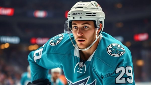 San Jose Sharks latest news: Player in teal jersey during a game.