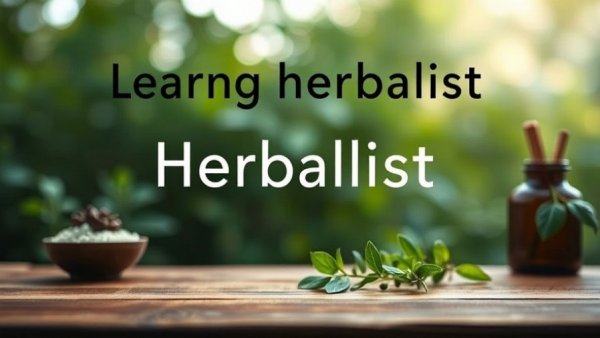 Herbalism learning message with calming natural background.