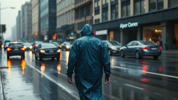 San Diego inclement weather shelter program: person walks in rain