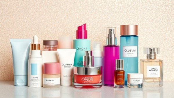 Beauty Insider Birthday Gifts collection showcasing vibrant skincare and fragrance products on a glittery background.