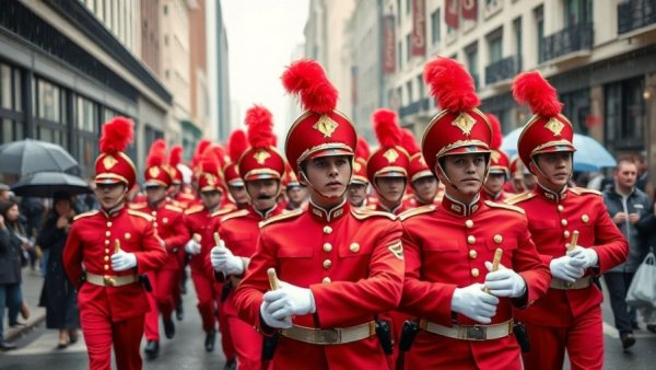 2026 Rose Parade Marching Bands perform energetically in rain.