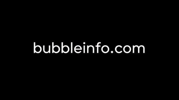 Minimalist bubbleinfo.com logo in white text on black background.