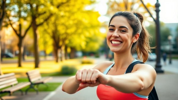 San Jose fitness tips: Cheerful woman winking outdoors in park