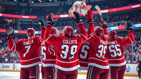 Kings beat Wild: jubilant players celebrate victory on ice.