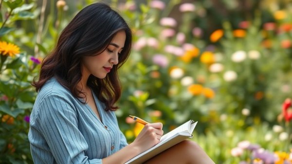 Writing class promotional image with woman journaling for healing