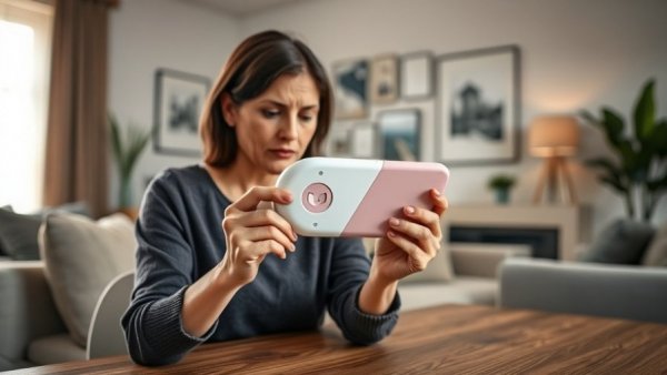 At-home cervical cancer screening kit being used in a modern living room.