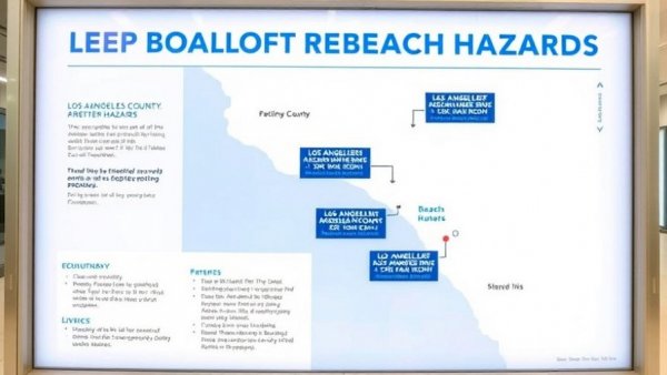 Los Angeles County beach hazards statement with map.