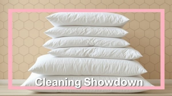 Clean white pillows stacked neatly, best ways to wash pillows.