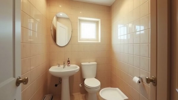 Outdated 1990s bathroom needing a modern transformation.