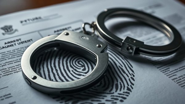 Close-up of handcuffs on fingerprint form related to Long Beach human trafficking arrest.