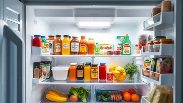 DIY refrigerator maintenance tips with organized fridge interior showing food storage.