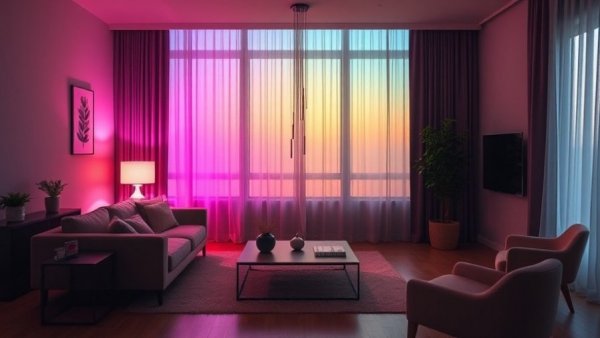 Philips Hue Signe Smart Lamp illuminating living room with vibrant colors