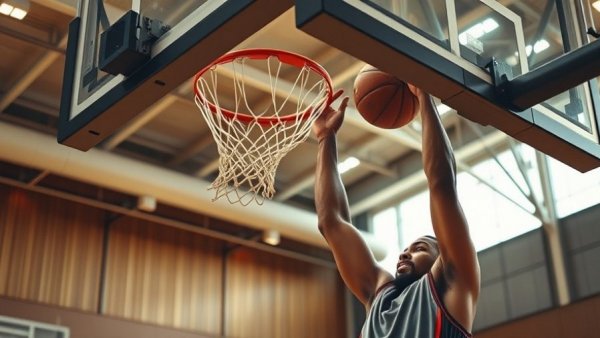 High school basketball action in Orange County gym.