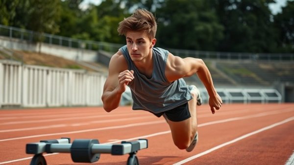 Fresno athlete in power workout with sled.