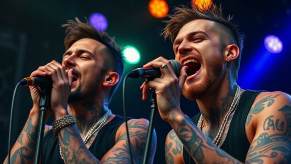 Super Bowl week entertainment with two dynamic performers on stage.