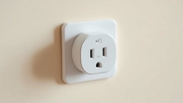 Smart home device: sleek smart plug in wall socket.