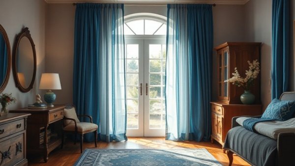 Bedroom corner with curtains framing door, warm decor, Bedroom Completion Checklist.