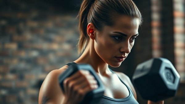 Athletic woman lifting dumbbell, predict your brain health focus.