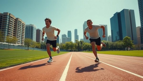 Health & Wellness Brands in Akron: Runners on a park track in an urban setting.