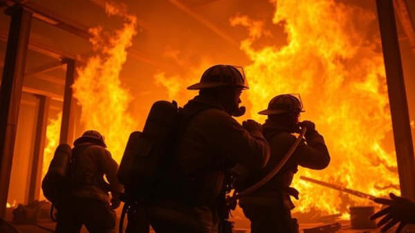 Firefighters battling blaze in intense Ukraine winter conditions.