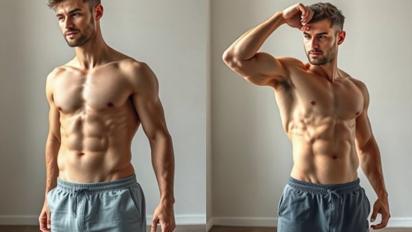 Before and after progress photos of a man's fitness transformation highlighting how to take perfect progress photos.