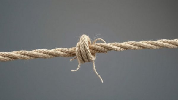 Frayed rope tension symbolizing commercial real estate broker failure rate.