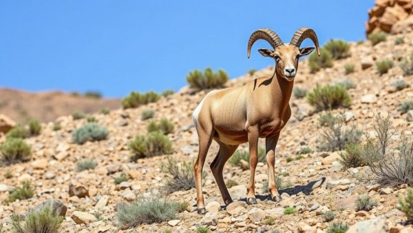 Peninsular bighorn sheep on rocky terrain for conservation awareness.