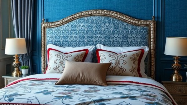 Elegant bedroom decor featuring a duvet with contrast edge trim.