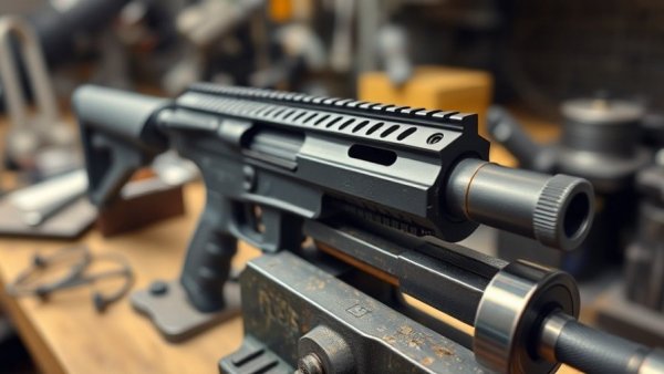 3D-printed firearm component on vise in workshop; related to California 3D printer ghost gun lawsuit.