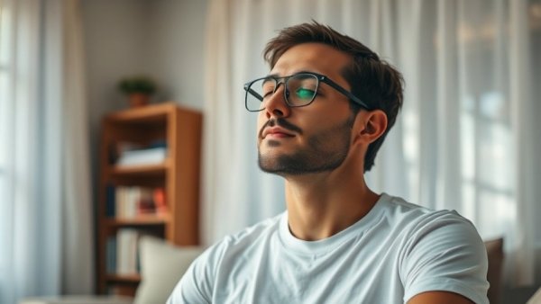 Calm man practicing meditation techniques, highlighting sleep strategies for fitness improvement.
