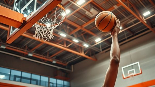 Canyon Boys Basketball player shooting at hoop in action shot.