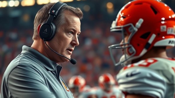 Male coach strategizing with players, Nate Scheelhaase promoted to offensive coordinator.