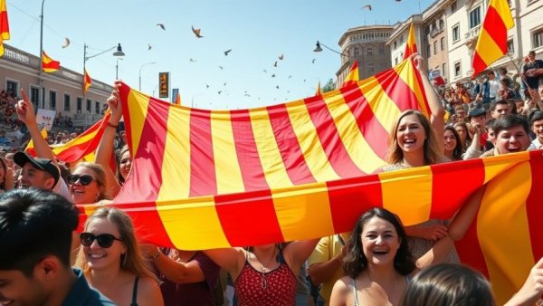 Vibrant parade with large yellow and red banner at Westminster Tết Parade.