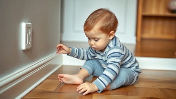 Toddler and electrical outlet safety in home environment.