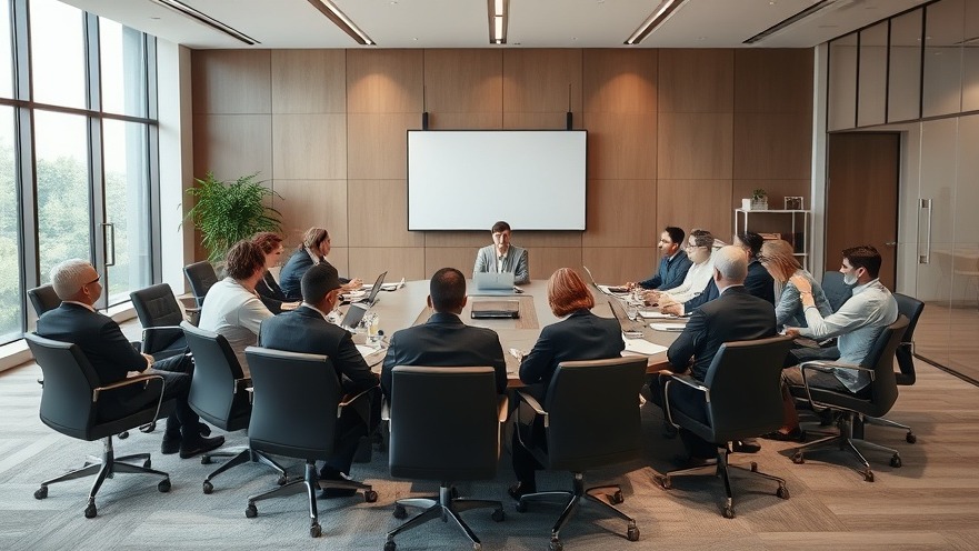 Corporate boardroom meeting on housing inventory trends and real estate market analysis.