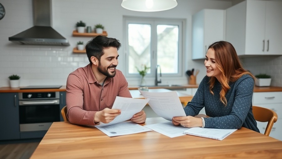 Couple reviewing 2026 housing market trends and IRS tax adjustments at kitchen table.