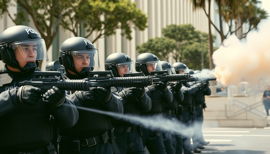 LAPD officers in tactical gear using force on city streets.