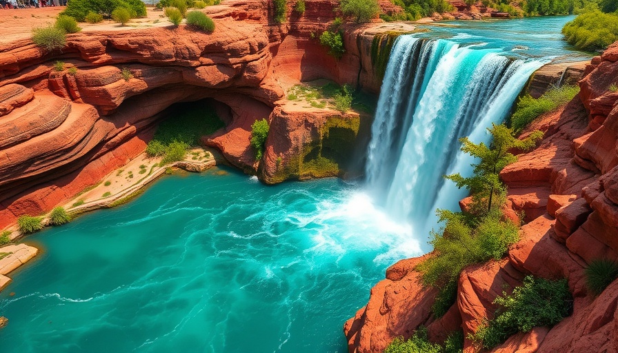 Breathtaking view of Havasupai waterfall for backpacking adventure.
