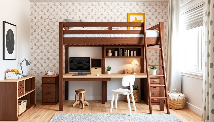 Space-Saving Loft Bed with Desk and Ladder in Smart Kids’ Room