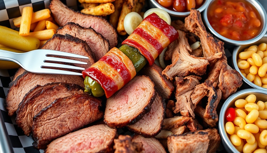 Mega Texas BBQ Fresno platter with brisket and sides.