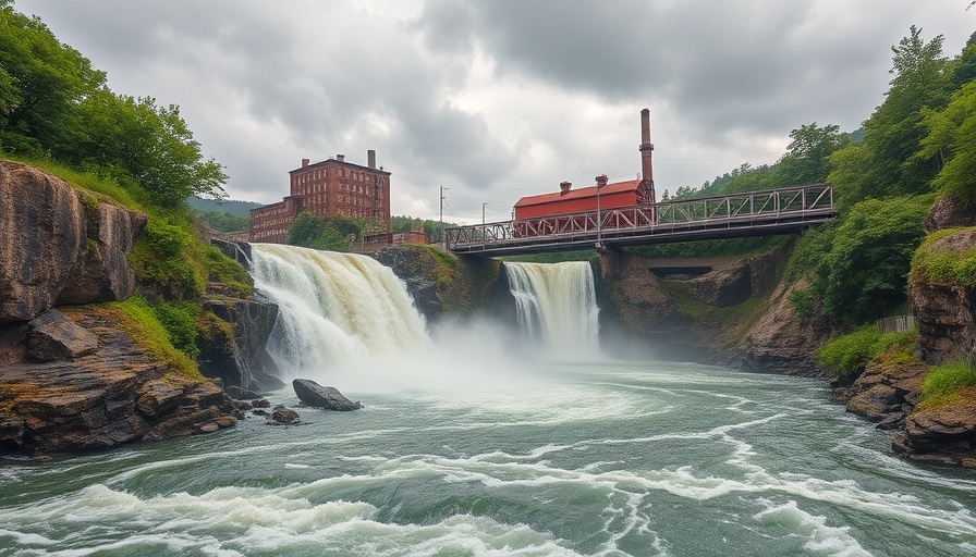 Scenic waterfall and bridge on New Jersey road trip.