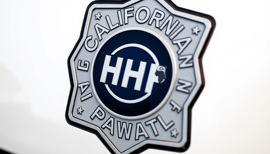 California Highway Patrol emblem on display, Culver City.