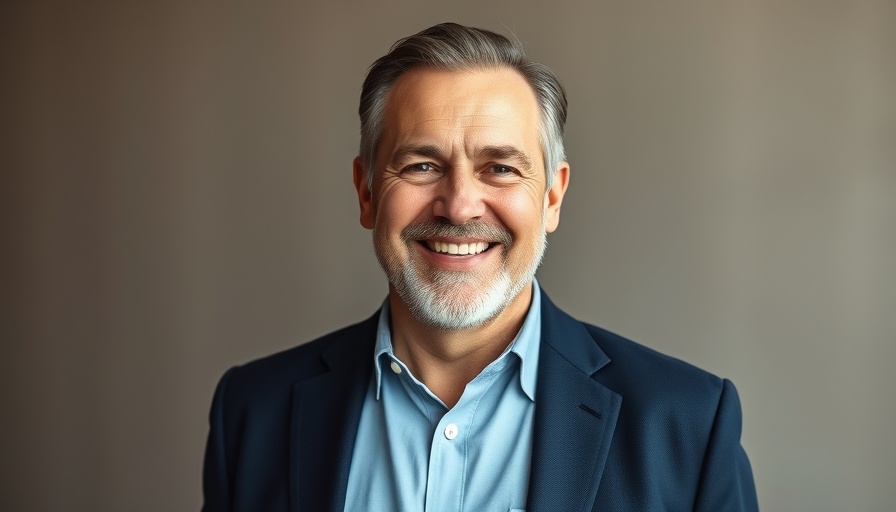 Middle-aged man smiling indoors wearing a blazer