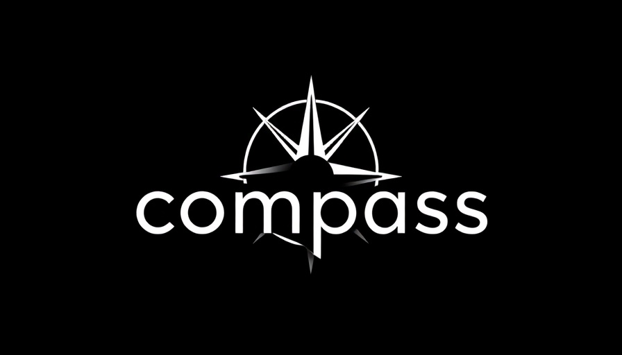 Compass logo on black background, sleek and modern design.