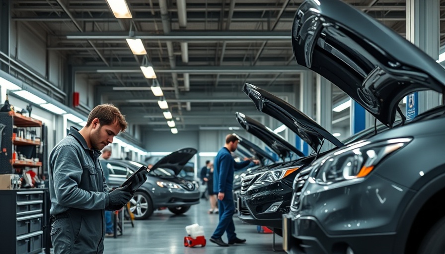 Modern auto repair shop with mechanics in action, relist in 2026 for auto repair.