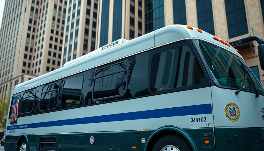 Close-up of ICE bus illustrating immigration policy changes in urban setting.