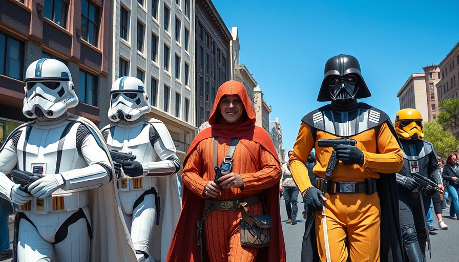Star Wars characters in parade at Comic-Con Museum.