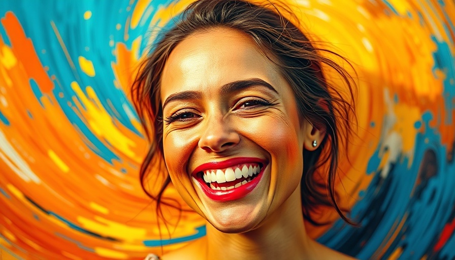 Vibrant painting of a smiling woman symbolizing health and wellness.