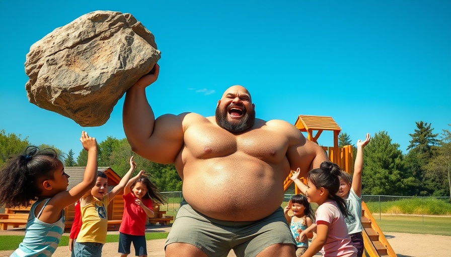2025 Iceland’s Strongest Viking lifting rock at playground